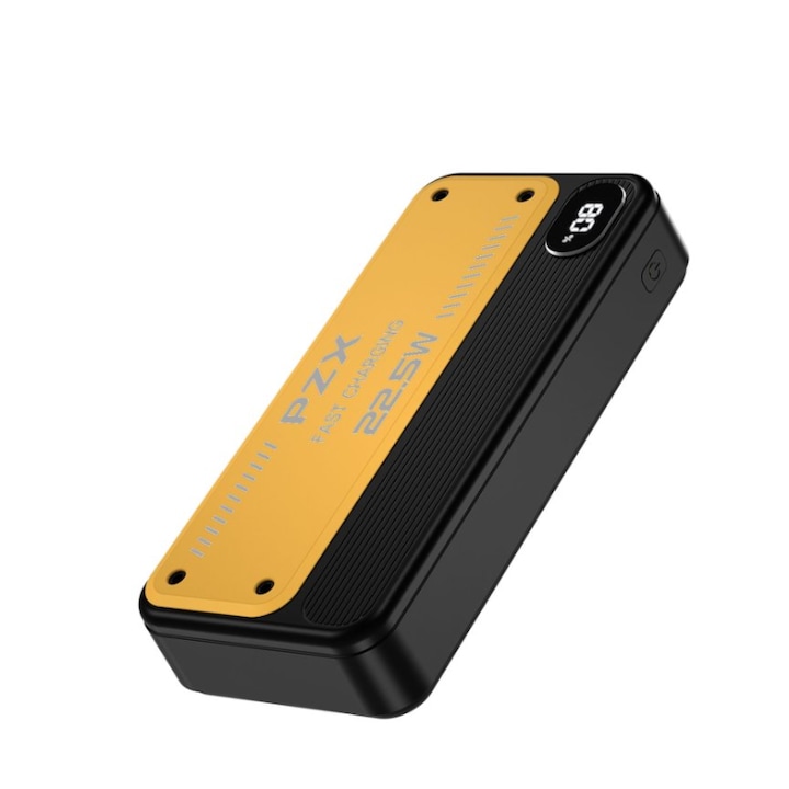 PZX V76 Power Bank, Hordozható, MAX 22, 5W Gyorstöltő, 20000mAh, LED Kijelző, Túltöltés Védelem, Fekete