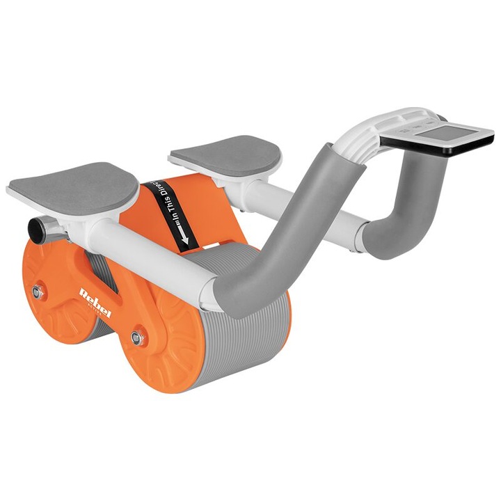 Roata pentru abdomen, Cronometru, max 150 kg, covoras 17 x 34 x 0.5 cm, PP, PPR, otel, Portocalie