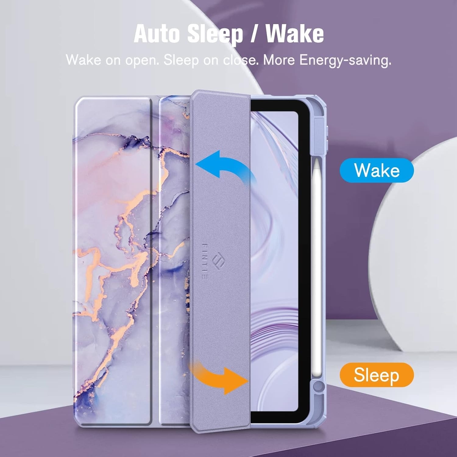 Husă pentru iPad Air 11" 2024/2025, Violet, material hardshell, suport pentru creion