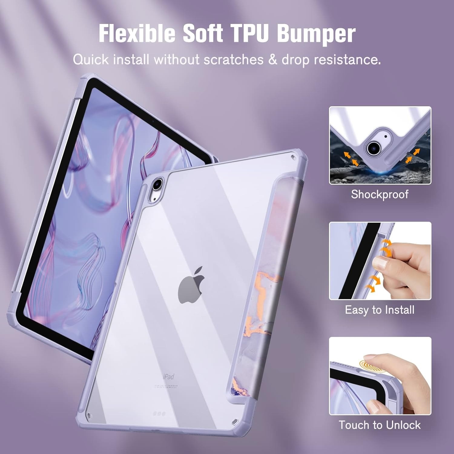 Husă pentru iPad Air 11" 2024/2025, Violet, material hardshell, suport pentru creion