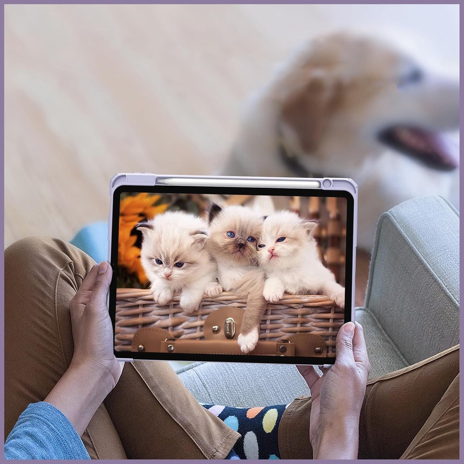 Husă pentru iPad Air 11" 2024/2025, Violet, material hardshell, suport pentru creion