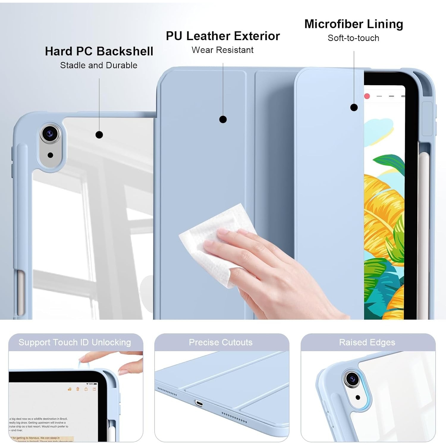 Husa de protectie pentru tableta, potrivita pentru iPad (A16) 11th 11 inch 2025, husa pentru iPad 10th 10, 9 inch 2022, Albastru ciel