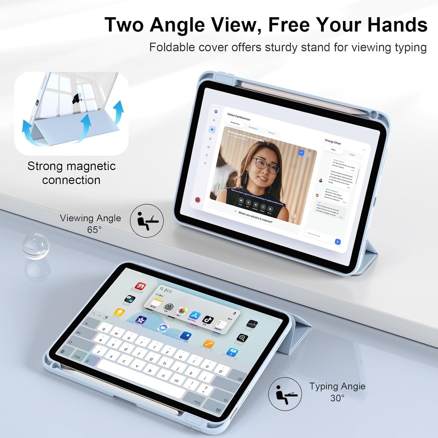 Husa de protectie pentru tableta, potrivita pentru iPad (A16) 11th 11 inch 2025, husa pentru iPad 10th 10, 9 inch 2022, Albastru ciel