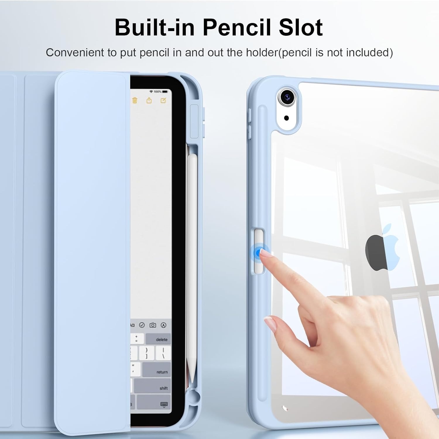 Husa de protectie pentru tableta, potrivita pentru iPad (A16) 11th 11 inch 2025, husa pentru iPad 10th 10, 9 inch 2022, Albastru ciel