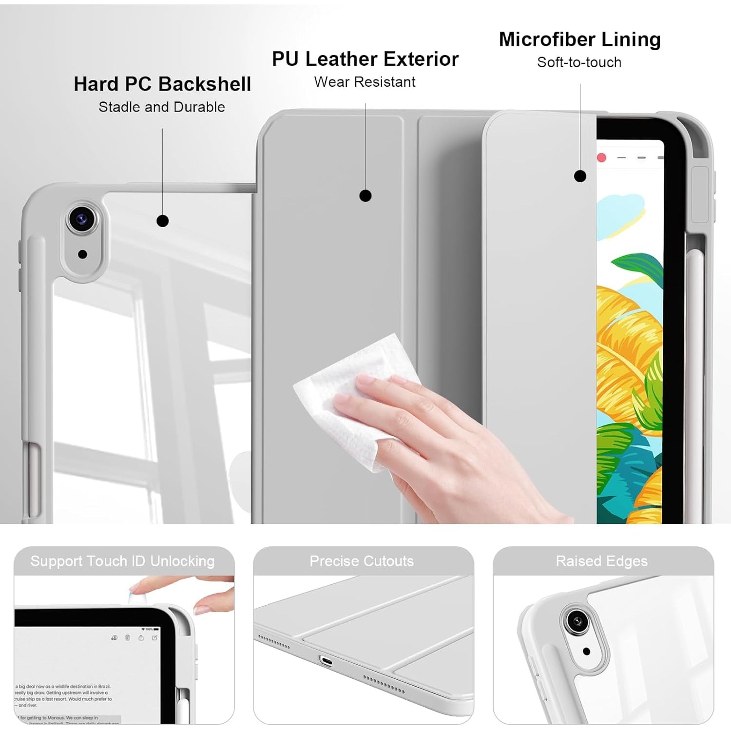 Husa de protectie pentru tableta, potrivita pentru iPad (A16) 11 11 inch 2025, husa pentru iPad 10 10, 9 inch 2022, Gri