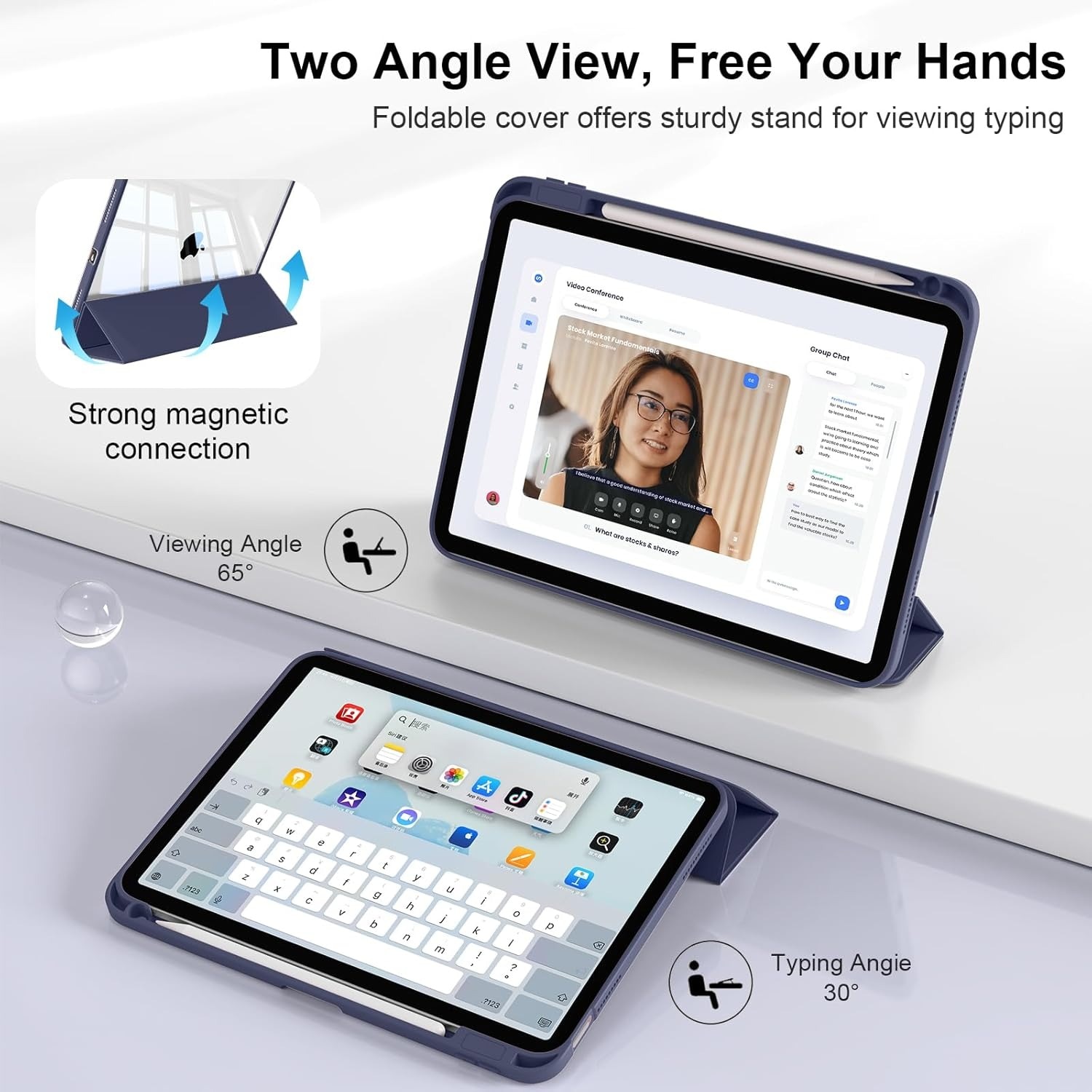 Husa de protectie pentru tableta, potrivita pentru iPad (A16) 11Generation 11 inch 2025, husa pentru iPad 10th 10, 9 inch 2022, Albastru inchis