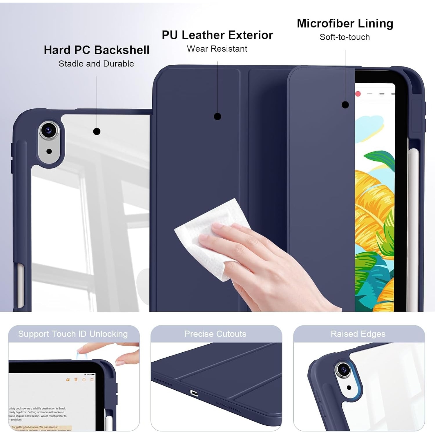 Husa de protectie pentru tableta, potrivita pentru iPad (A16) 11Generation 11 inch 2025, husa pentru iPad 10th 10, 9 inch 2022, Albastru inchis