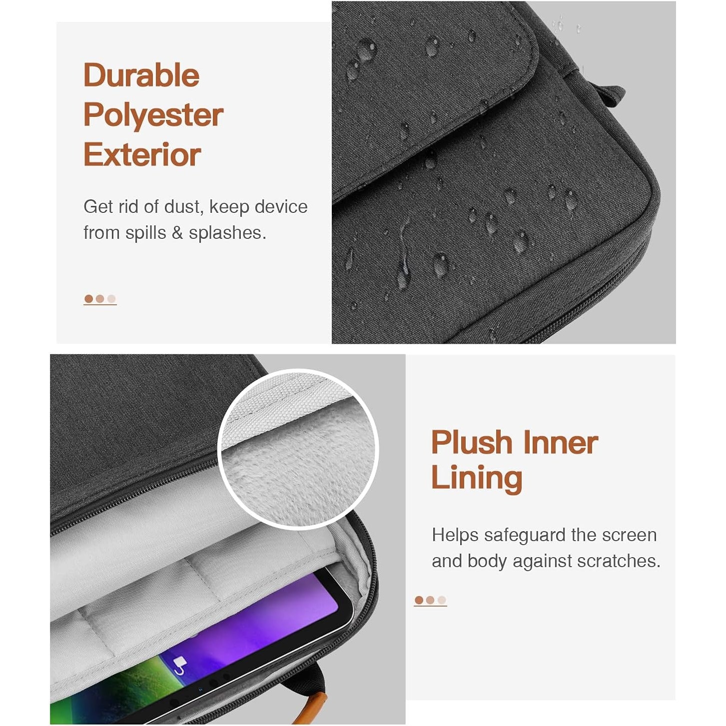 Geanta pentru tablete, Husa pentru 11 inch universala tableta, Water resistent panza Oxford, Protectie fleece interna, Usor si portabil, Compatibila iPad 10.2/10.5/10.9, Negru