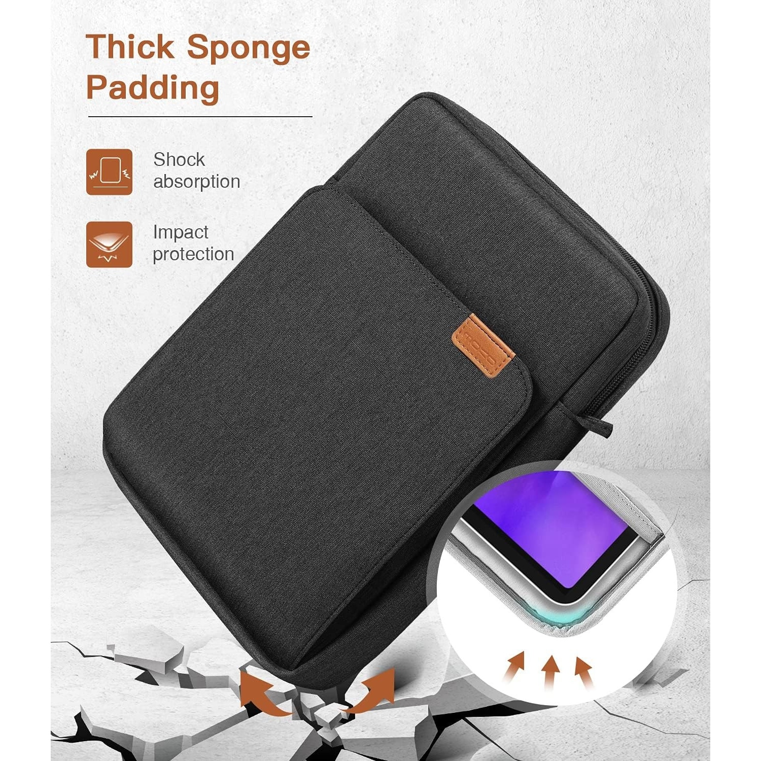 Geanta pentru tablete, Husa pentru 11 inch universala tableta, Water resistent panza Oxford, Protectie fleece interna, Usor si portabil, Compatibila iPad 10.2/10.5/10.9, Negru