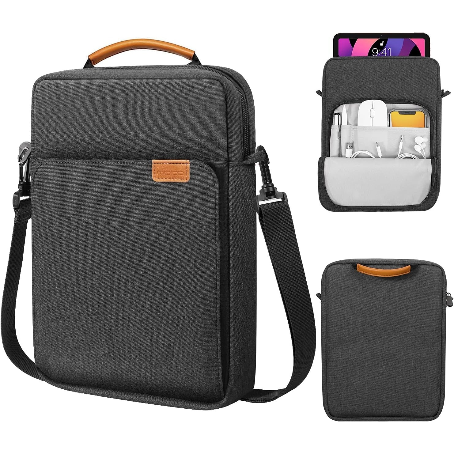 Geanta pentru tablete, Husa pentru 11 inch universala tableta, Water resistent panza Oxford, Protectie fleece interna, Usor si portabil, Compatibila iPad 10.2/10.5/10.9, Negru