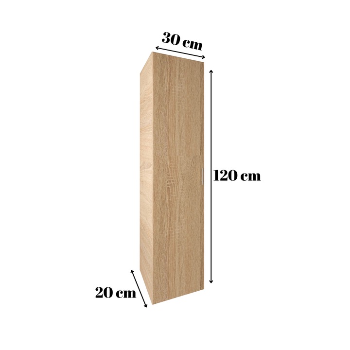 Soldat Baie Suspendat, H120xL30xA20cm, Balamale soft close, Culoare Stejar Sonoma