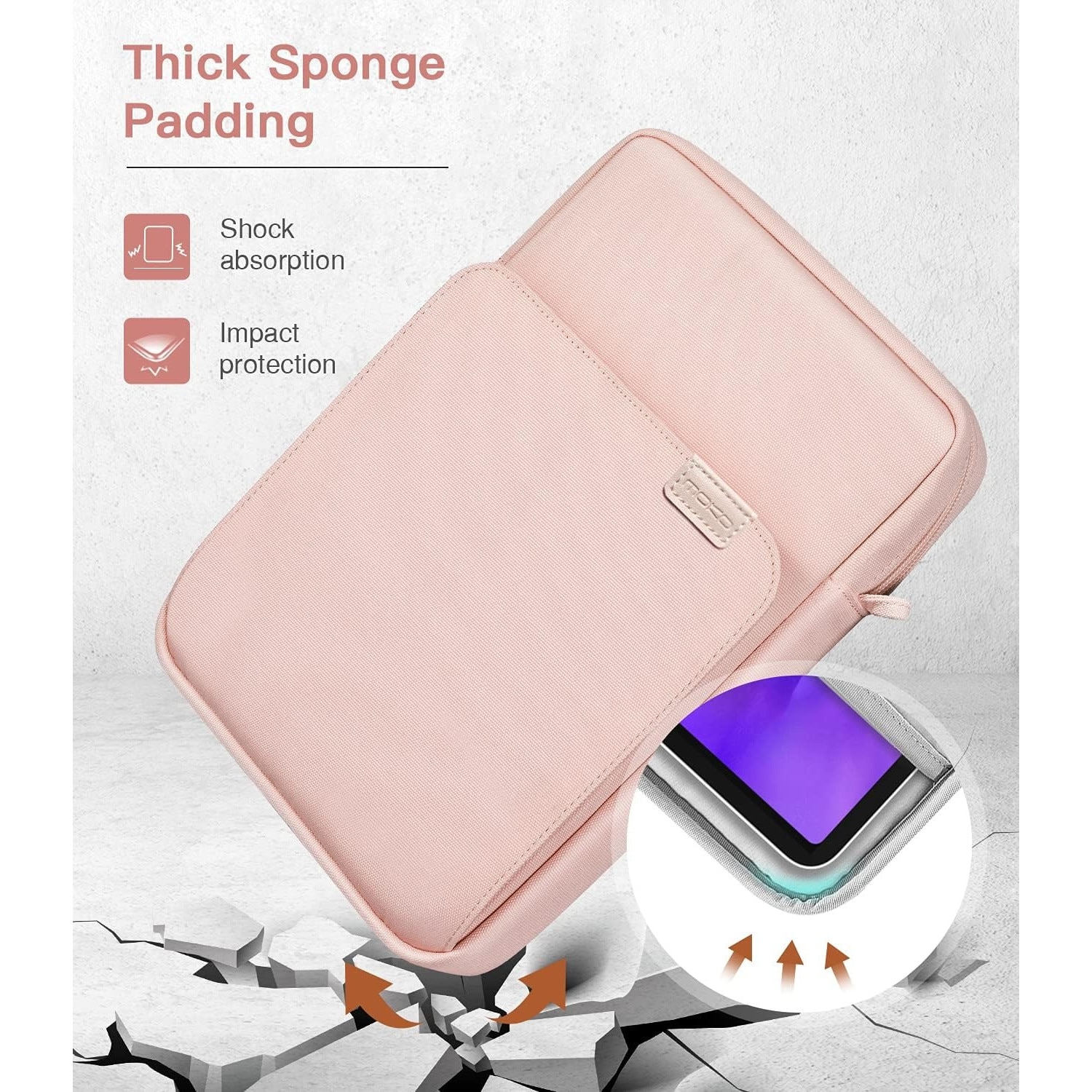 Geanta tableta 9-11″, Husa pentru 11 inch universala tableta, Water resistent panza Oxford, Protectie fleece interna, Usor si portabil, Compatibila iPad 10.2/10.5/10.9, Roz