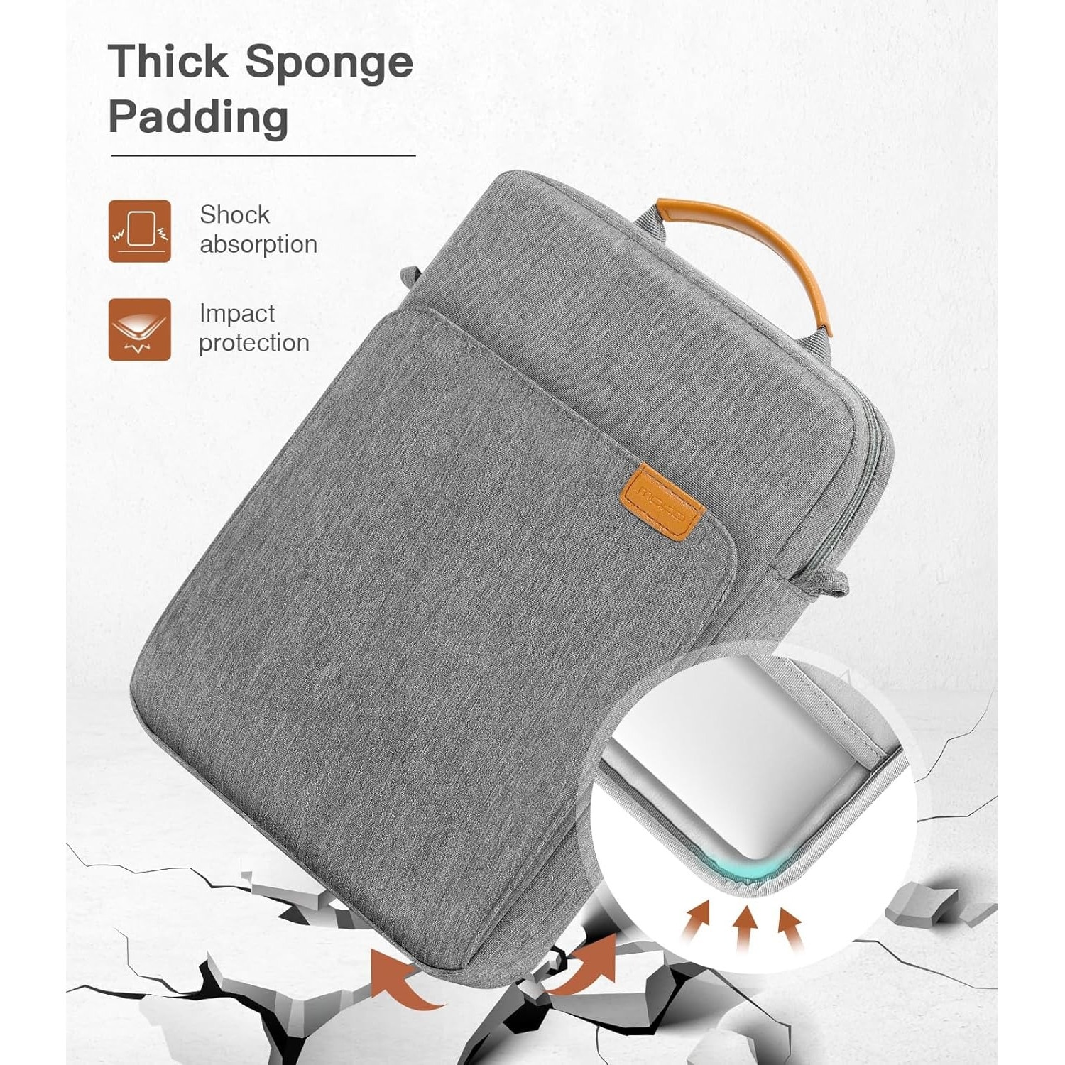Geanta tableta 9-11″, Husa pentru 11 inch universala tableta, Water resistent panza Oxford, Protectie fleece interna, Usor si portabil, Compatibila iPad 10.2/10.5/10.9, Gri deschis