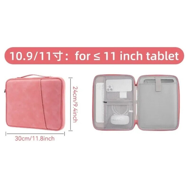 Carcasa de protectie pentru tableta, 11 inch, stocare multistrat, impermeabila si rezistenta la uzura, material Nylon, mica si portabila, Roz