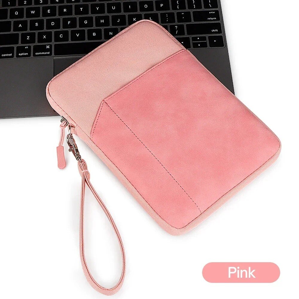 Husa Tableta pentru 9.7 - 11 inch, Compatibila Samsung / Apple / Lenovo / HUAWEI, Fermoar metalic, Protectie fleece interna, Mare Capacitate, Portabili, cu Manere, Roz