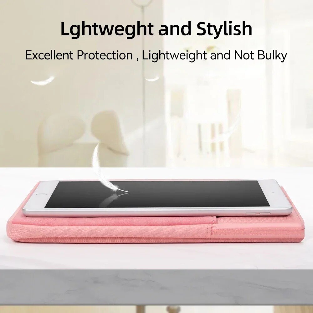 Husa Tableta pentru 9.7 - 11 inch, Compatibila Samsung / Apple / Lenovo / HUAWEI, Fermoar metalic, Protectie fleece interna, Mare Capacitate, Portabili, cu Manere, Roz