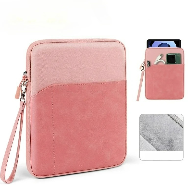 Husa Tableta pentru 9.7 - 11 inch, Compatibila Samsung / Apple / Lenovo / HUAWEI, Fermoar metalic, Protectie fleece interna, Mare Capacitate, Portabili, cu Manere, Roz