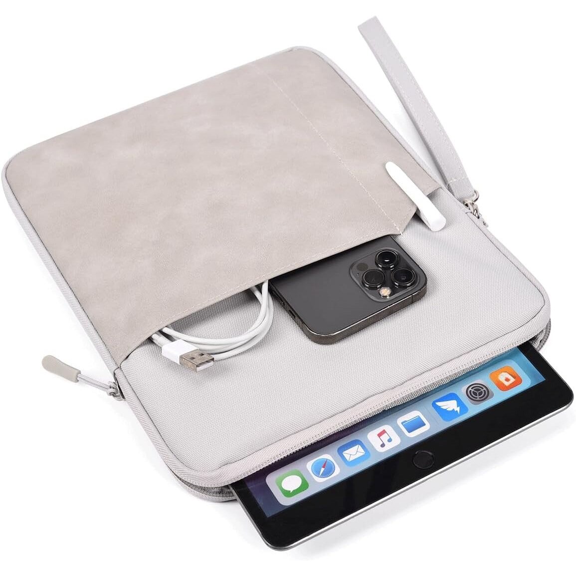 Husa Tableta pentru 9.7 - 11 inch, Compatibila Samsung / Apple / Lenovo / HUAWEI, Material Impermeabil, Mare Capacitate, Portabili, cu Manere, Gri deschis
