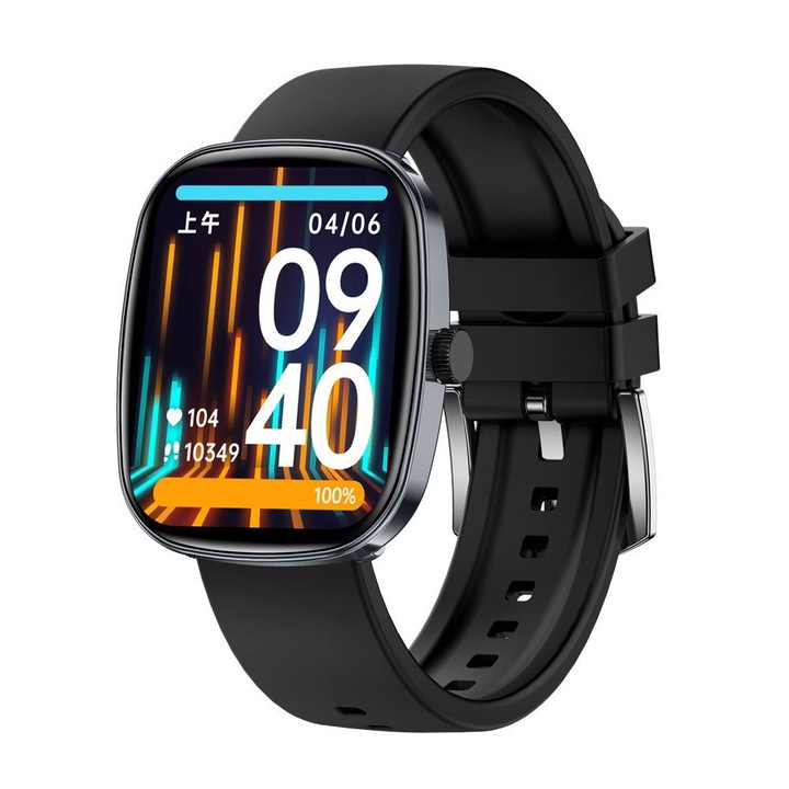 T99 okosóra, 1.83 hüvelykes AMOLED kijelzővel, Bluetooth hívás, többnyelvű, hívás, SMS, közösségi média értesítések, vízálló, fitnesz karkötő, sport mód, fitnesz tracker, lépésszámláló, alvásfigyelő, pulzusmérő, zenelejátszó, fekete