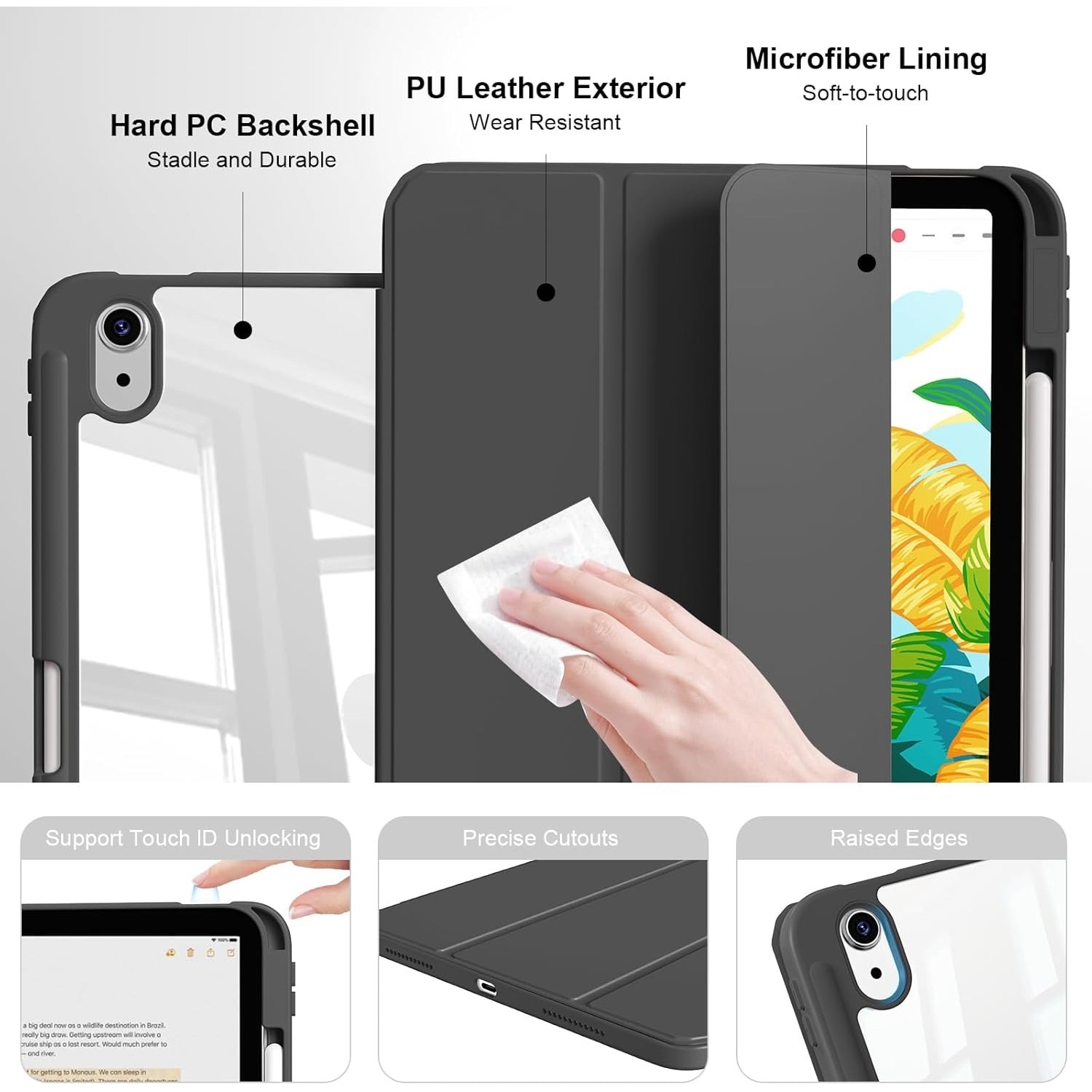 Husa de protectie pentru tableta, potrivita pentru iPad (A16) 11 11 inch 2025, husa pentru iPad 10 10, 9 inch 2022, Negru