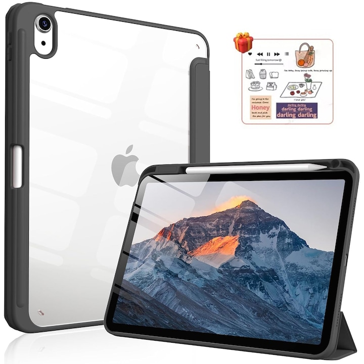 Husa de protectie pentru tableta, potrivita pentru iPad (A16) 11 11 inch 2025, husa pentru iPad 10 10, 9 inch 2022, Cadou autocolante, husa DIY pentru tableta, Negru