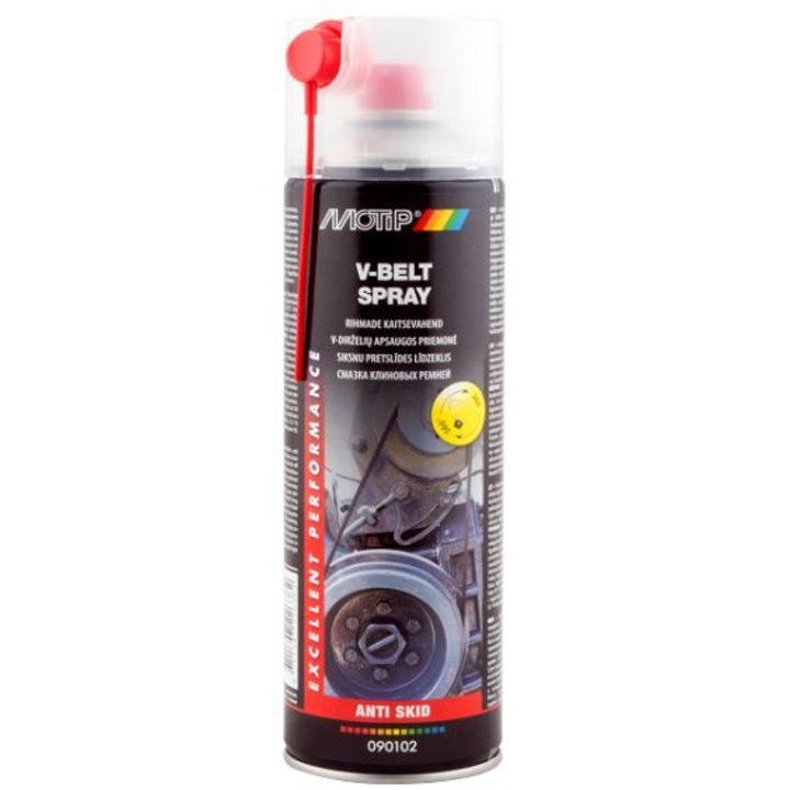 Spray curățare auto, MOTIP, 500ml, pentru curele trapezoidale, rezistent la intemperii