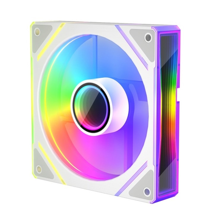 Ventilator 1stPlayer® aRGB FC7R-WH reverse, control turatie, infinity efect, 120x120x25 mm silent, rulment hydraulic, 3pin(ARGB)+4PIN(PWM), alb