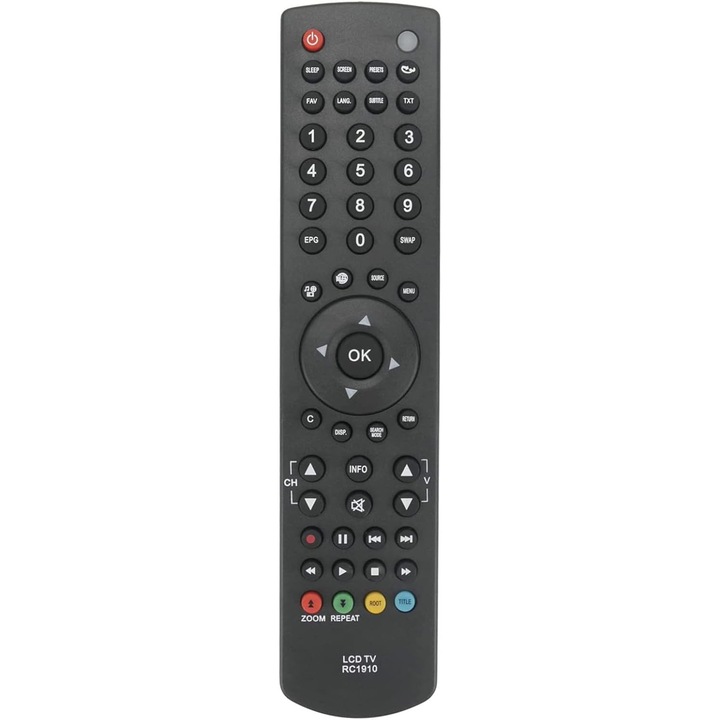 Telecomandă înlocuitoare RC1910, VINABTY, pentru televizoare Sharp, Toshiba, Polaroid, ergonomic, cu butoane sensibile