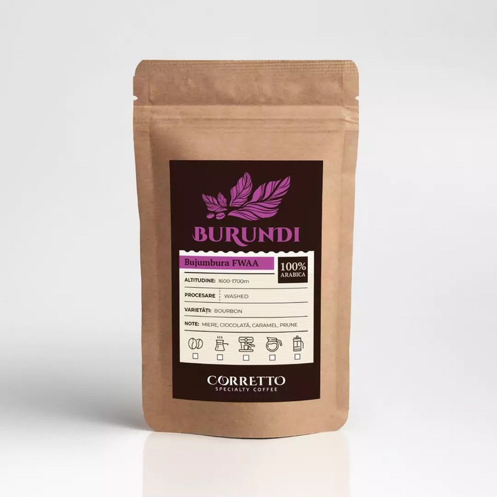 Cafea de specialitate Corretto, Burundi, 200 g, boabe