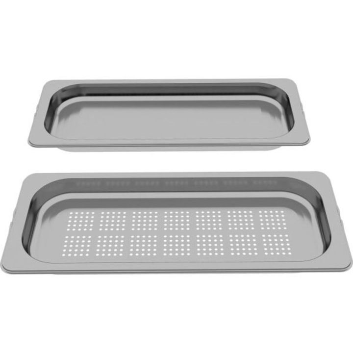 Set 2 tavi inox BOSCH FullSteam M HEZ66D52W - 17008715, O tava medie perforata, O tava medie neperforata