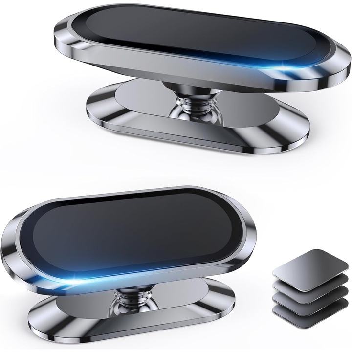 Suport auto magnetic Omelivon, rotire 360, 2 piese, adeziv puternic, universal, pentru telefoane
