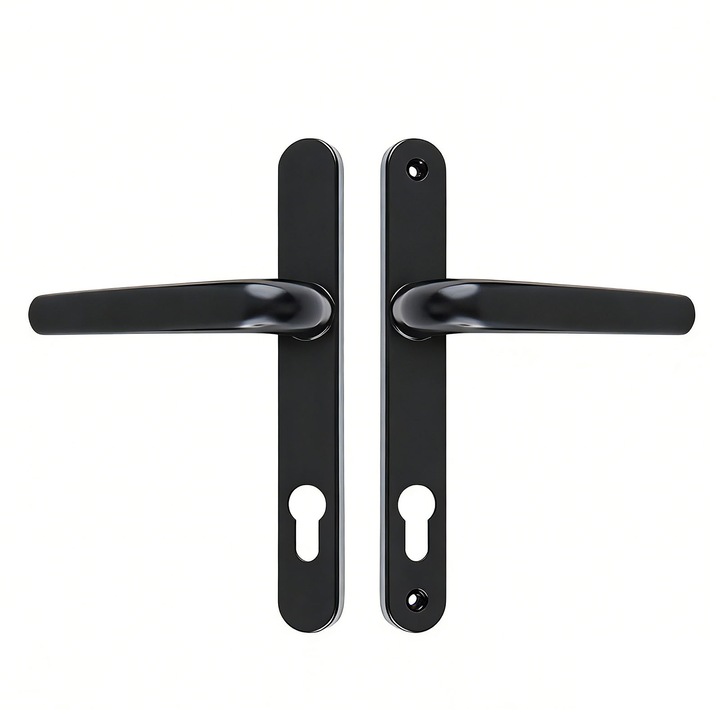 Maner usa termopan, asskanaer, Set maner clanta usa interior cu rozeta cheie, Cu suruburi, Ergonomic, Usor de instalat si curatat, Potrivit pentru usa de sticla groasa de 4-7 cm, Din aluminiu, Latime sild 25mm, Interax 85mm, Negru