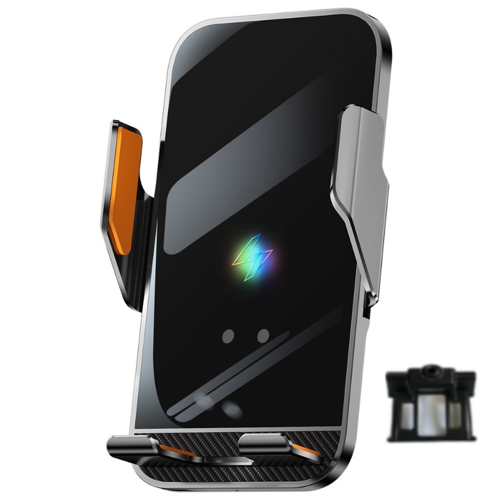 VELTROVA autós telefontartó vezeték nélküli töltéssel 15W, dedikált rögzítés Mazda CX-5 1. generáció 2013-2014 / Mazda3 3. generáció 2014-2018, automata érzékelő, 360°-os forgatás, stabil műszerfali rögzítés csíptetéssel