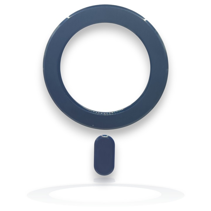 Магнитен пръстен, самозалепваща се магнитна стойка от неодим – за калъфи и телефони, съвместими с MagSafe и безжично зареждане - СИН