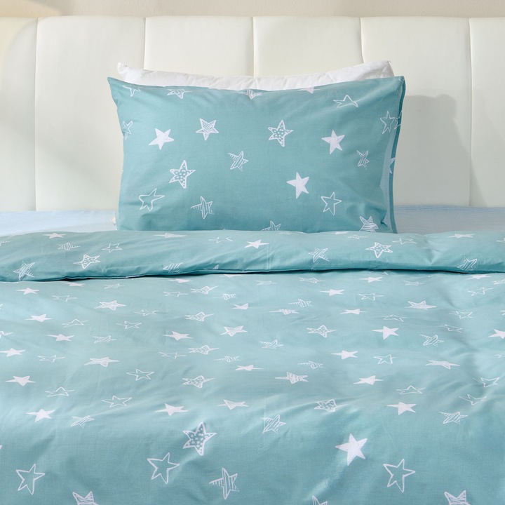 Set asternut 3 piese SKI VERSO 03 140x200cm turcuaz, alb