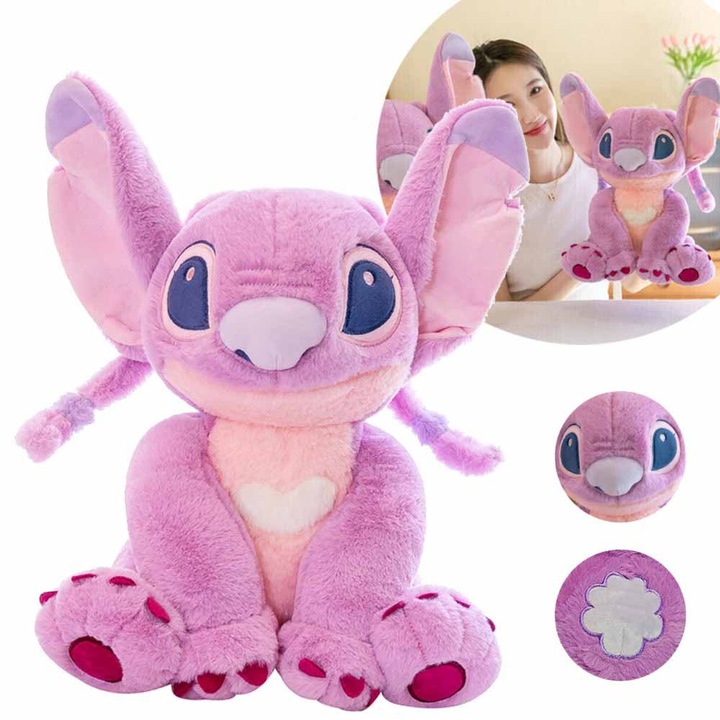 Плюшена играчка YOUKUKE®, Плюшена играчка Lilo&Stitch, Герой от Lilo&Stitch, Розов, Височина 45 см