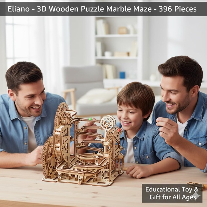Labirint Margele Lemn 3D - Model Mecanic DIY pentru Adulti si Copii