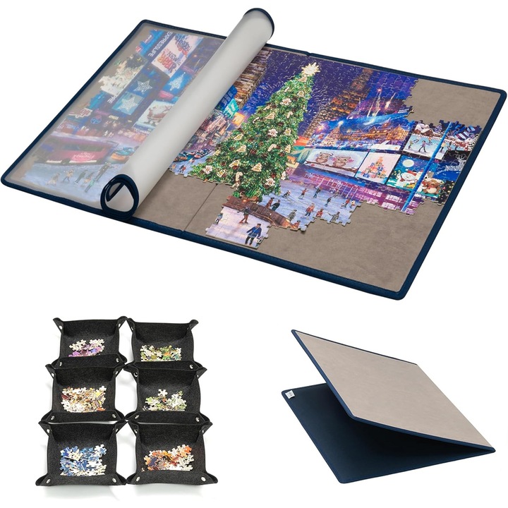 Placa Puzzle Pliabilă Tektalk cu 6 Tavite Sortare, Capac Impermeabil, 76x51cm