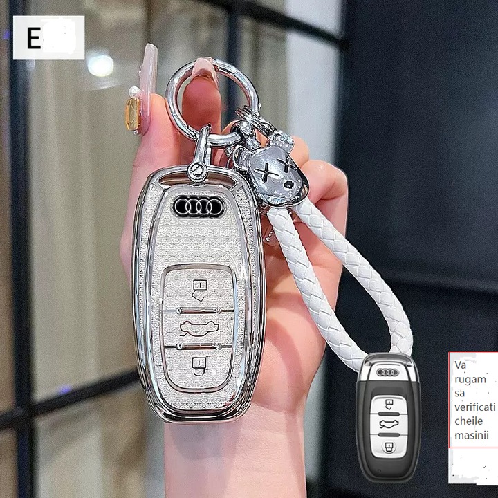 Husa pentru cheie compatibila cu Audi A6L/A3L 2023/2024, Q6/Q7, A8/Q8, noul A7L etc. 0205, Argintiu