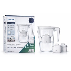 Cana filtrantă Philips, 2.6L, cu 3 cartușe incluse, Micro X-Clean, transparent/alb