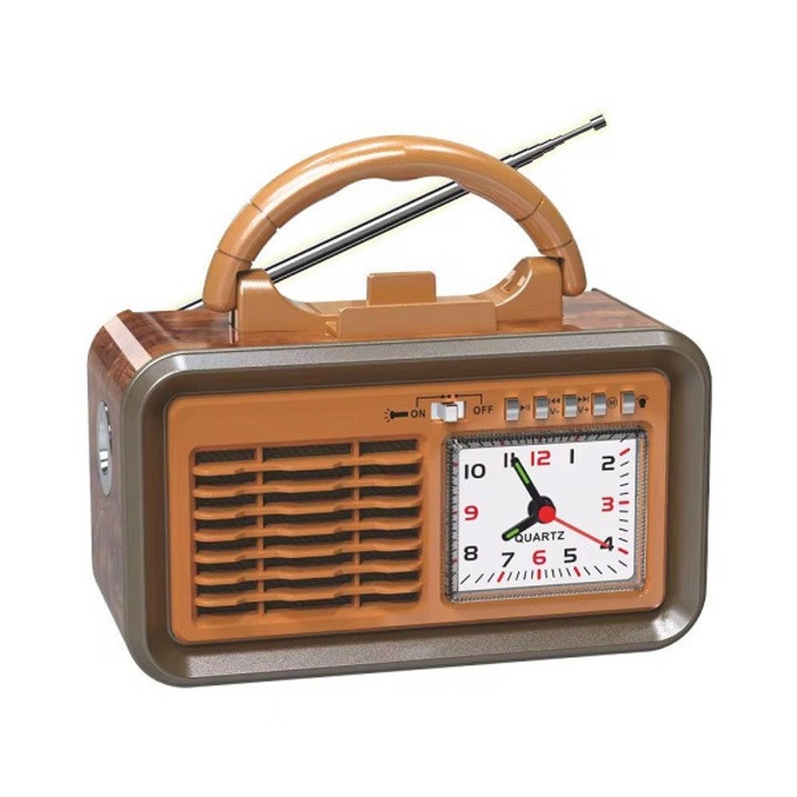 Radio portabil Retro XB-900BT, acumulator incorporat, Bluetooth, usb, sd card, ceas, alimentare 220v / baterii R20, FM