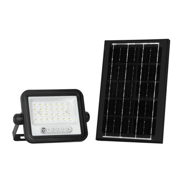 Reflector cu incarcare solara 50w 1200lm 7in1 - negru