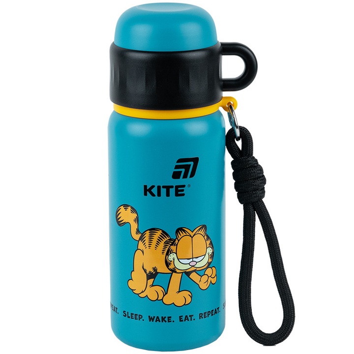 Termos cu cana pentru copii cu maner si pai 500 ml Garfield Kite
