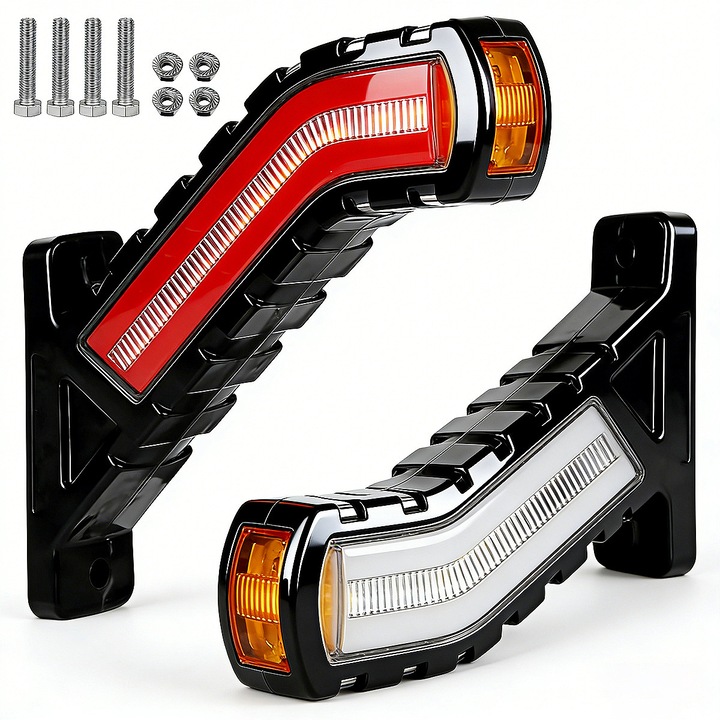 Set 2 Lampa Gabarit, YOUKUKE®, Full LED, Semnalizare Dinamica, Design Unic, 3 Functii, Tip Coarne, 12-24V, Universal