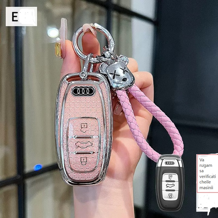 Husa pentru cheie compatibila cu Audi A6L/A3L 2023/2024, Q6/Q7, A8/Q8, noul A7L etc. roz, 0207