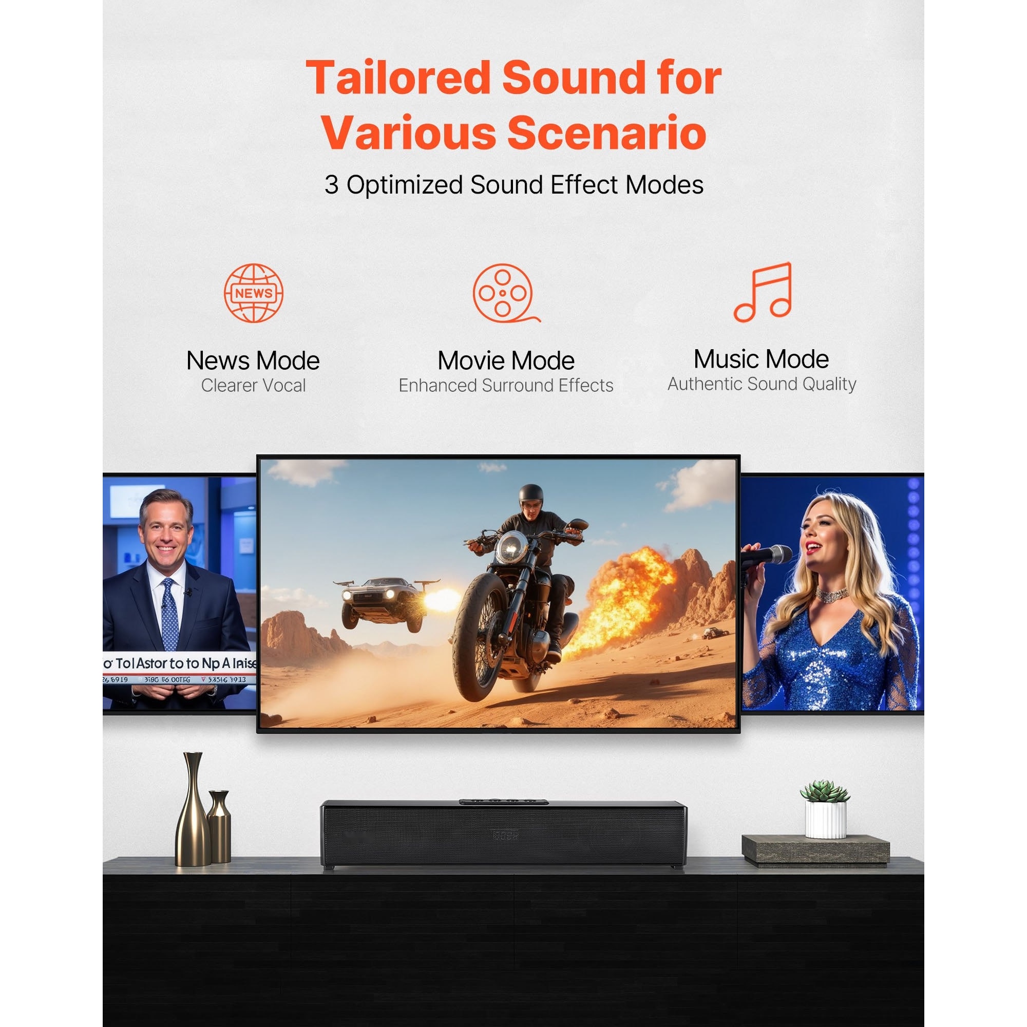 Bara de sunet pentru TV, Soundbar 2.0 canale, Putere 80 W, Bluetooth si AUX, Lungime 45 cm, Cu telecomanda, Compatibila cu PC si proiector, Sunet surround