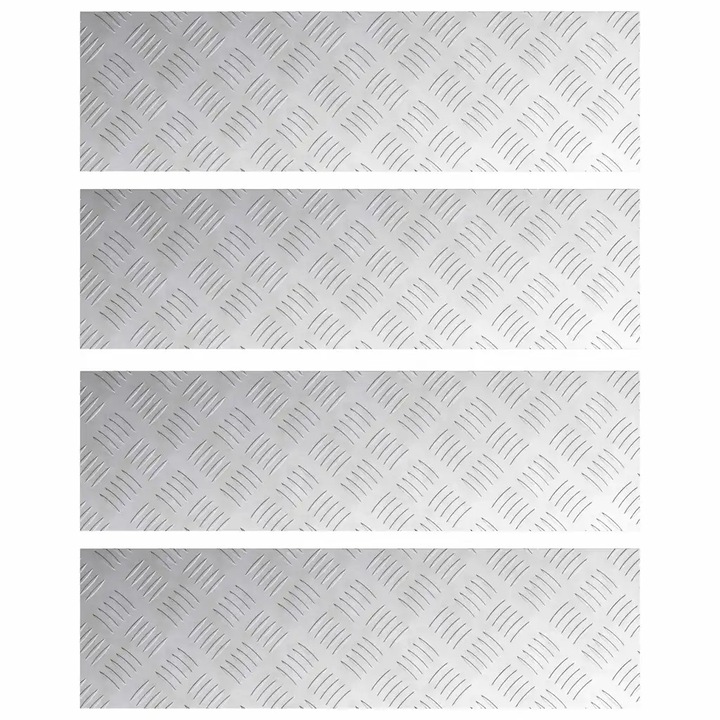 Set Trepte Dreptunghiular 4 pcs vidaXL, Argintiu 70 x 20 cm Aluminiu