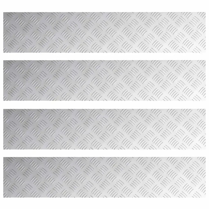 Set Trepte Dreptunghiular 4 pcs vidaXL, Argintiu 100 x 20 cm Aluminiu