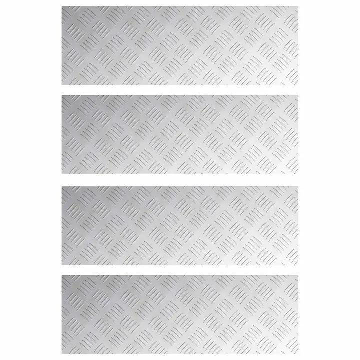 Set Trepte Dreptunghiular 4 pcs, Aluminiu, Argintiu, 75x25cm