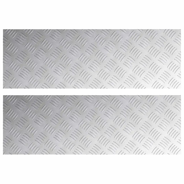 Set Trepte Dreptunghiular 2 pcs, aluminiu, argintiu, 90x30cm